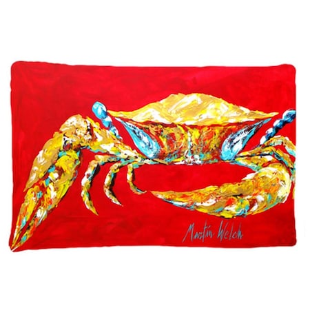 Micasa 20.5 W x 30 in. Crab Blue on Red, Sr. Moisture Wicking Fabric Standard Pillowcase MI54563